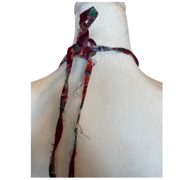 Vintage 80’s multi colored floral print halter neck dress w/sweetheart neckline - Picture 7 of 14